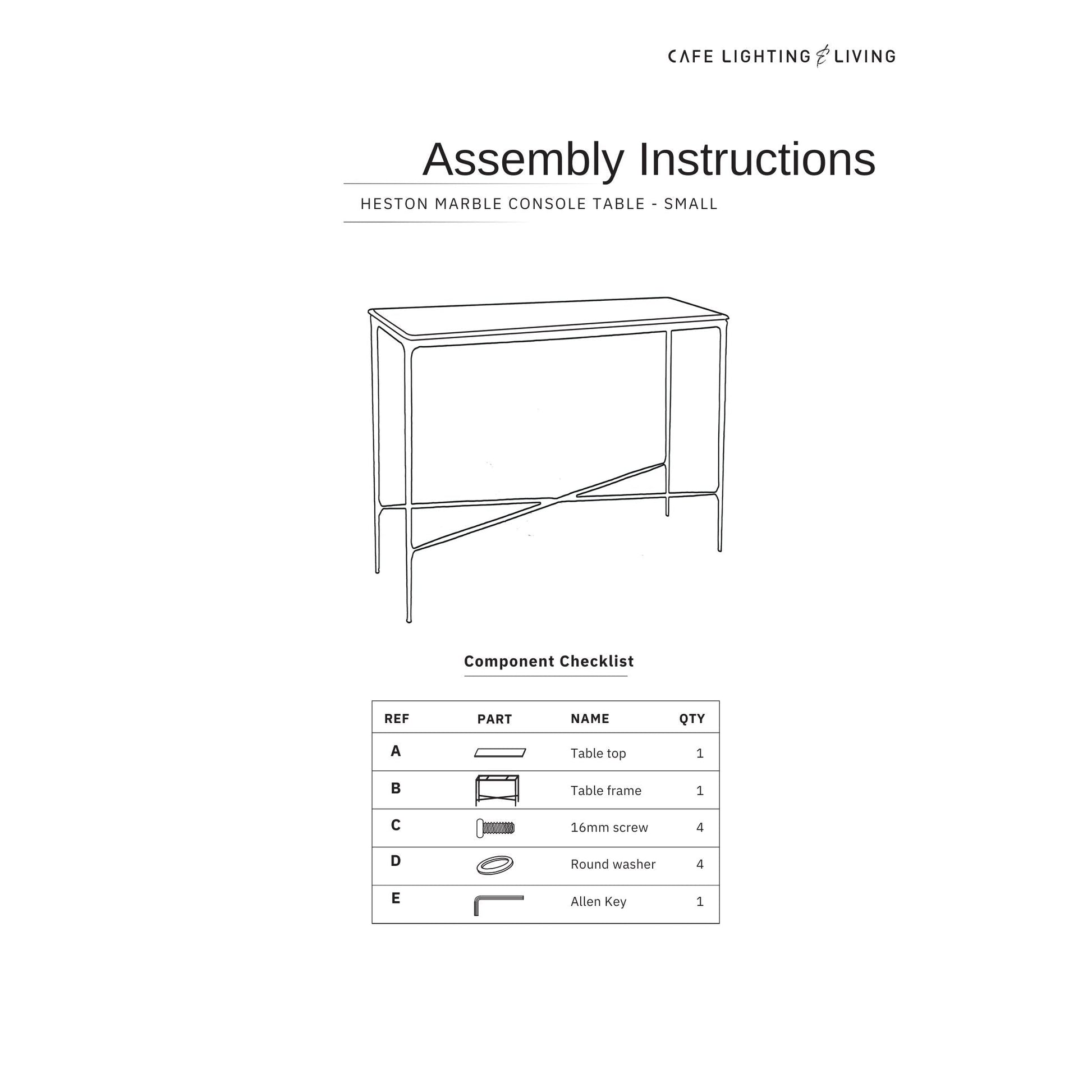 Heston Small Marble Console Table - Brass Console Table Cafe Lighting & Living   