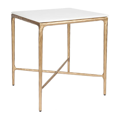 Heston Square Marble Side Table - Brass Side Table Cafe Lighting & Living   