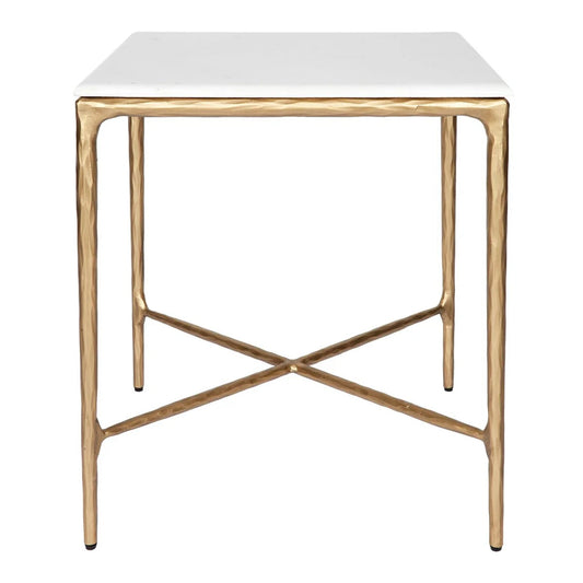 Heston Square Marble Side Table - Brass Side Table Cafe Lighting & Living   