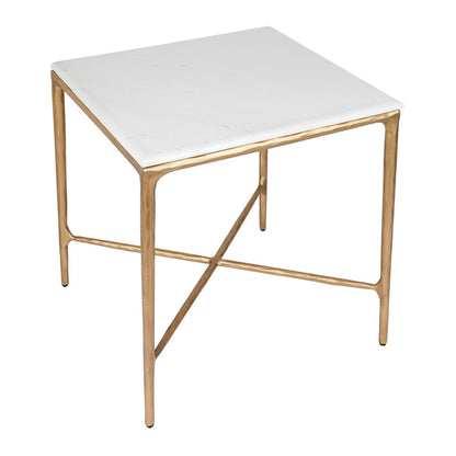 Heston Square Marble Side Table - Brass Side Table Cafe Lighting & Living   