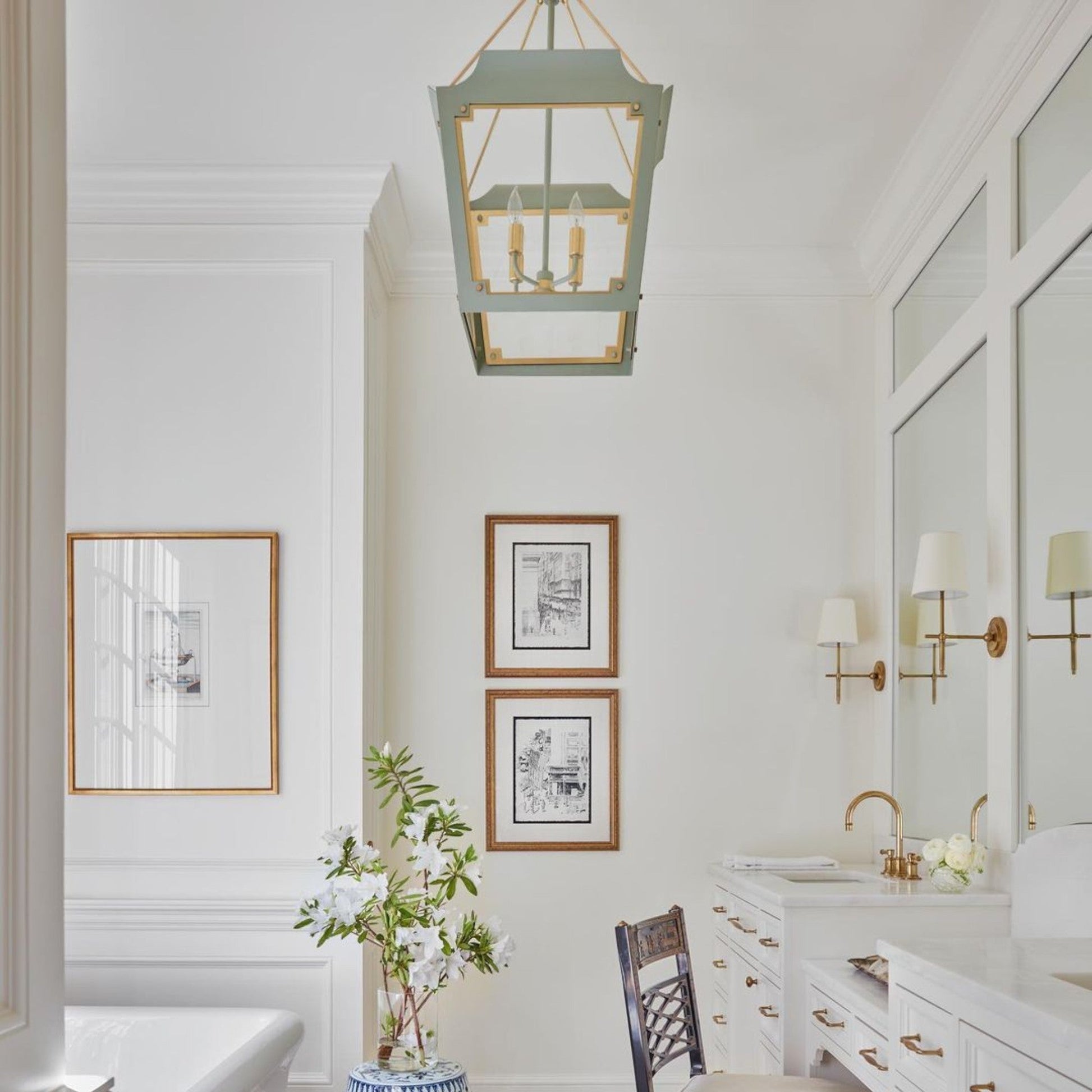 Julie Neill Caddo Medium Gild Lantern Pendant Light - Celadon Pendant Light Bloomingdales Lighting   