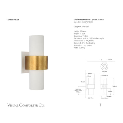 Julie Neill Chalmette Medium Layered Plaster Wall Sconce - White, Brass Wall Light Bloomingdales Lighting   