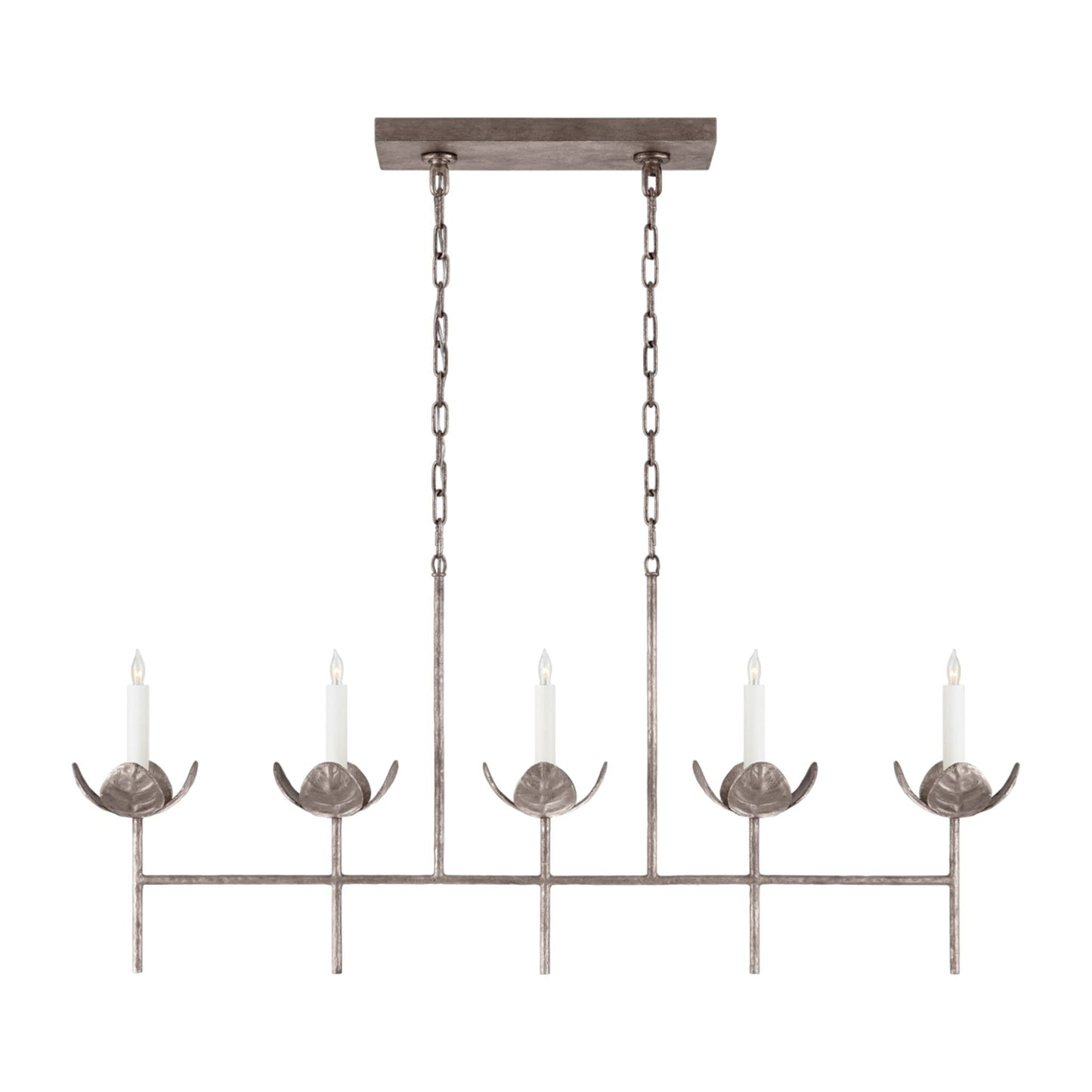 Julie Neill Illana Large Silver Leaf Linear Chandelier - Burnished Silver Pendant Light Bloomingdales Lighting Silver  