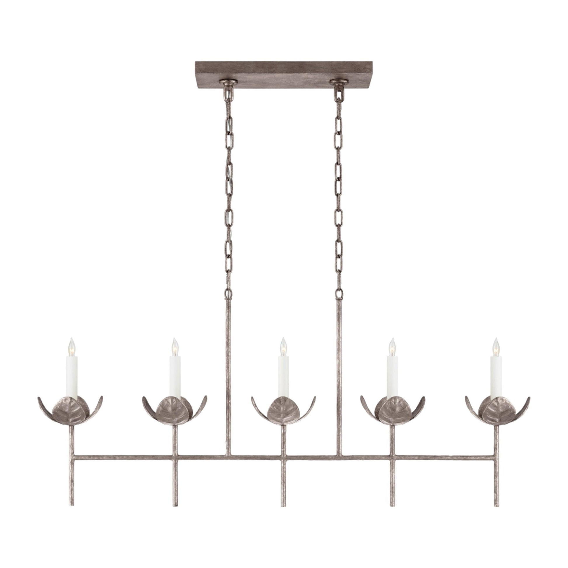 Julie Neill Illana Large Silver Leaf Linear Chandelier - Burnished Silver Pendant Light Bloomingdales Lighting Silver  