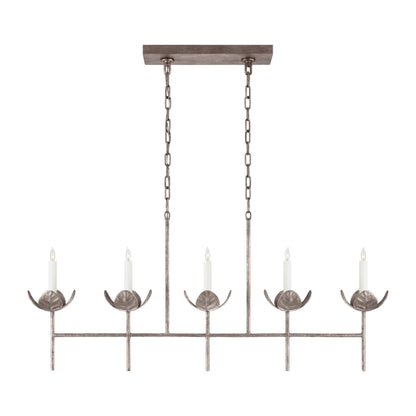 Julie Neill Illana Large Silver Leaf Linear Chandelier - Burnished Silver Pendant Light Bloomingdales Lighting Silver  