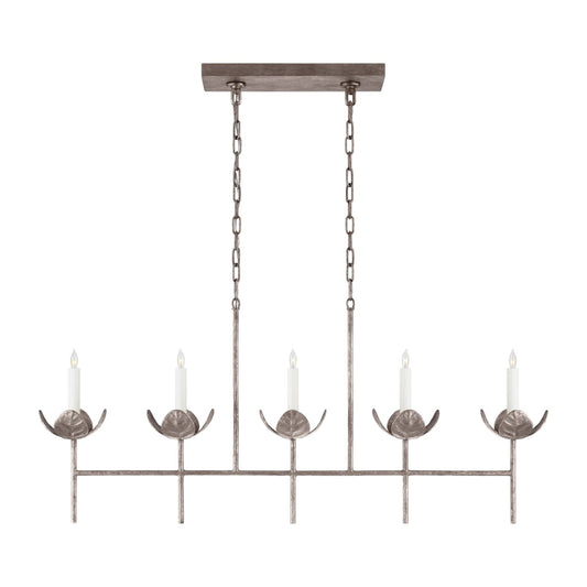 Julie Neill Illana Large Silver Leaf Linear Chandelier - Burnished Silver Pendant Light Bloomingdales Lighting Silver  