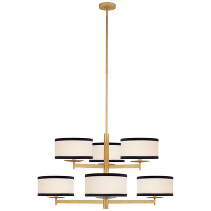 Kate Spade Walker Medium Two-Tier Linen Chandelier - Gild Pendant Light Bloomingdales Lighting   