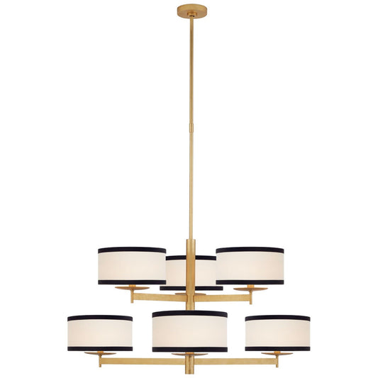 Kate Spade Walker Medium Two-Tier Linen Chandelier - Gild Pendant Light Bloomingdales Lighting   