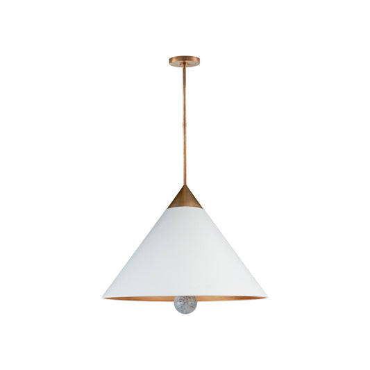 Kelly Wearstler Cleo Large Ceramic Pendant Light - White and Brass Pendant Light Bloomingdales Lighting Large  