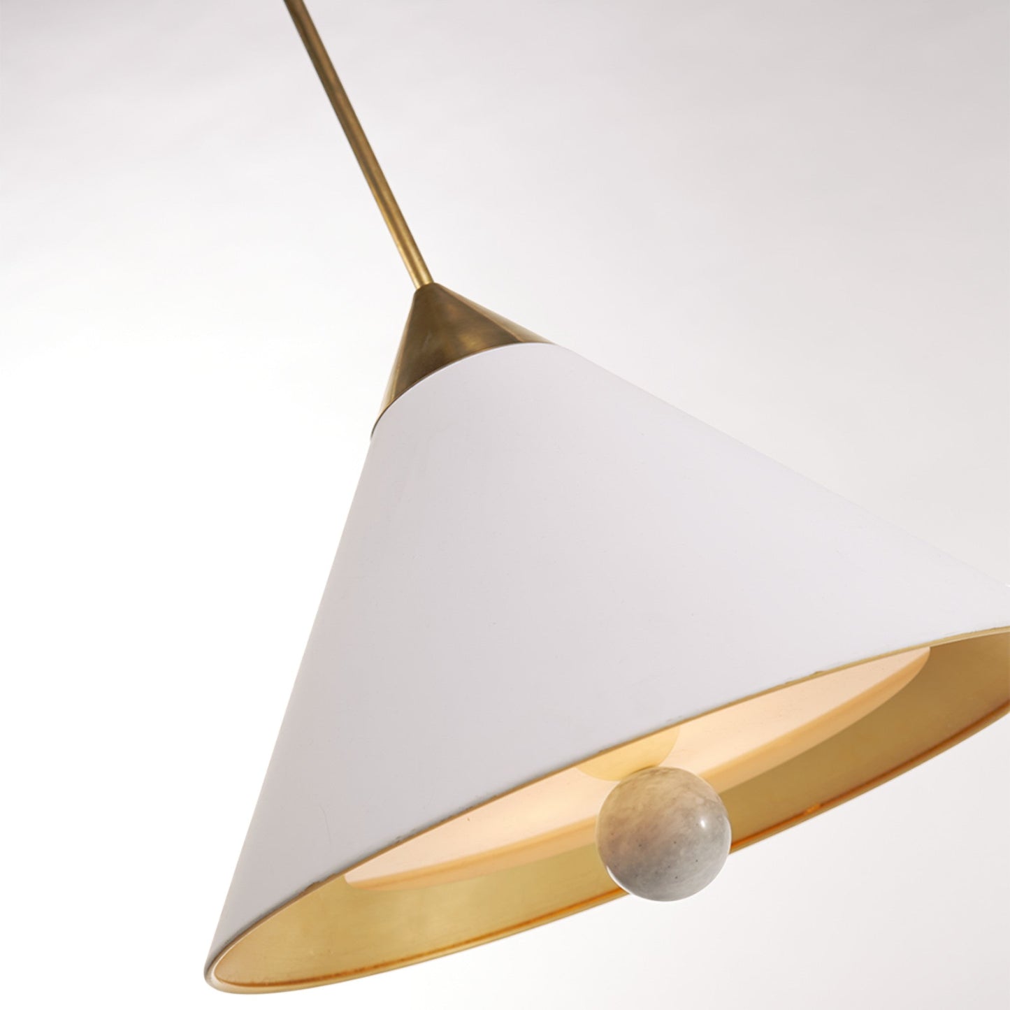 Kelly Wearstler Cleo Small Ceramic Pendant Light - White and Brass Pendant Light Bloomingdales Lighting   