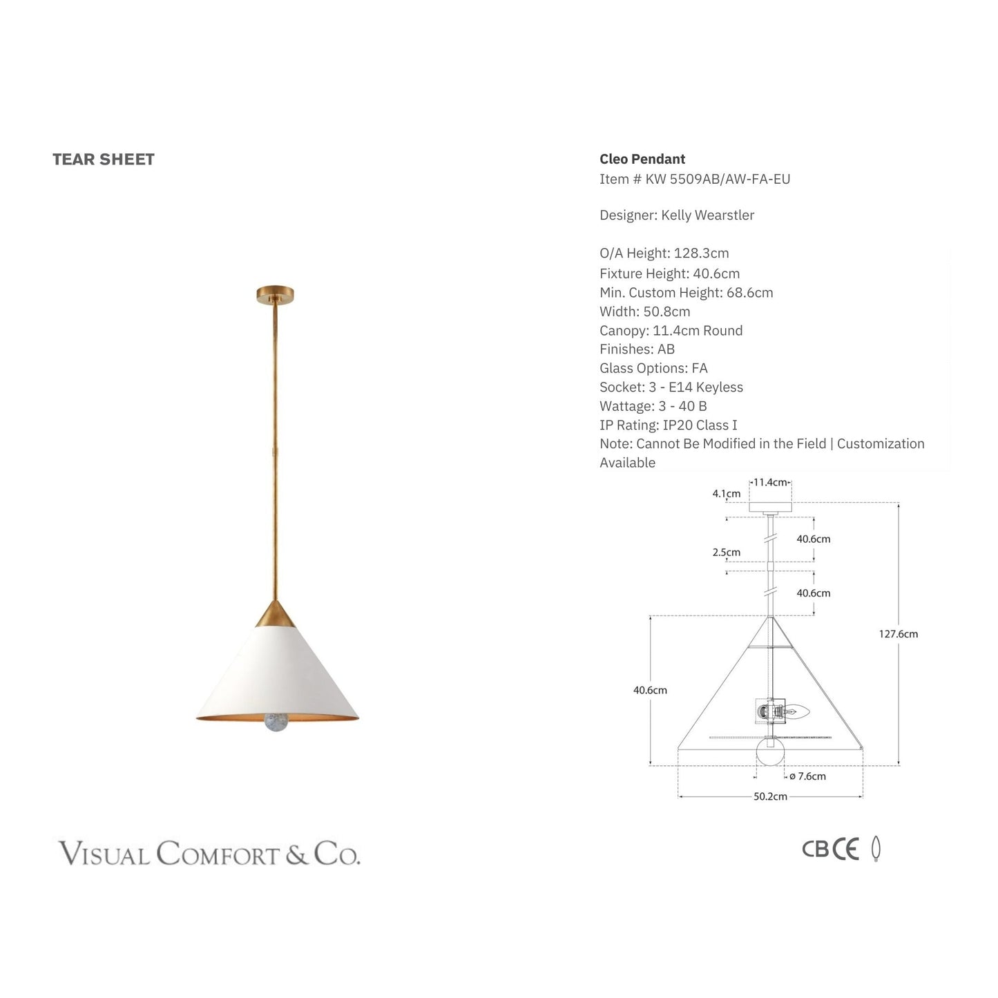 Kelly Wearstler Cleo Small Ceramic Pendant Light - White and Brass Pendant Light Bloomingdales Lighting   