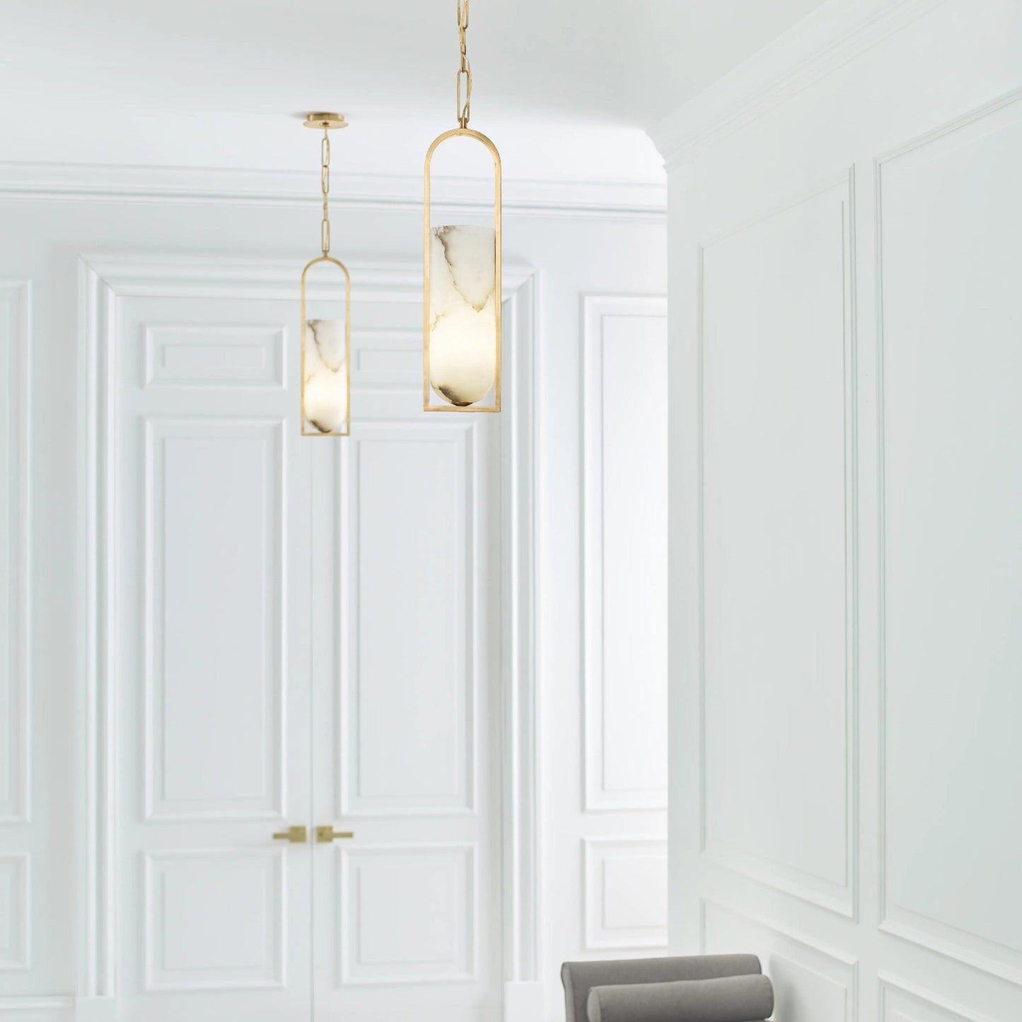 Kelly Wearstler Melange Small Elongated Alabaster Pendant Light - Brass Pendant Light Bloomingdales Lighting   