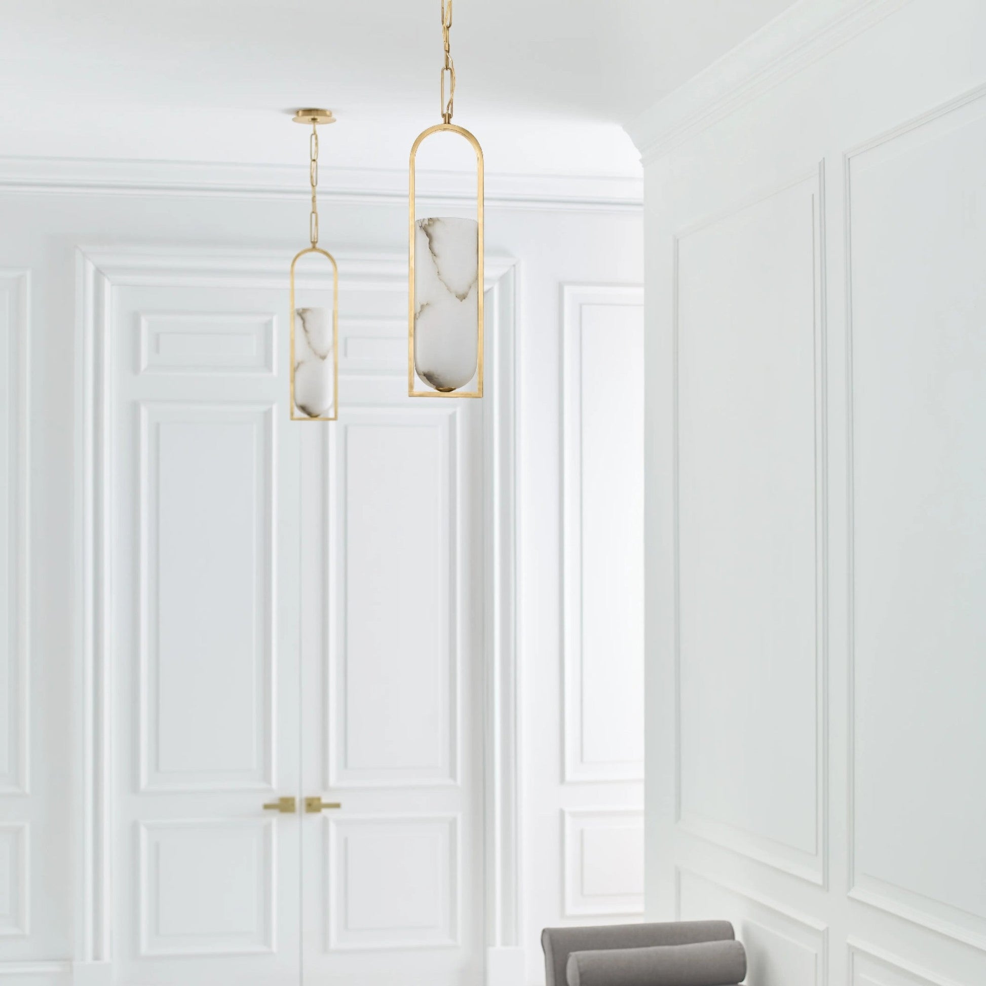 Kelly Wearstler Melange Small Elongated Alabaster Pendant Light - Brass Pendant Light Bloomingdales Lighting   