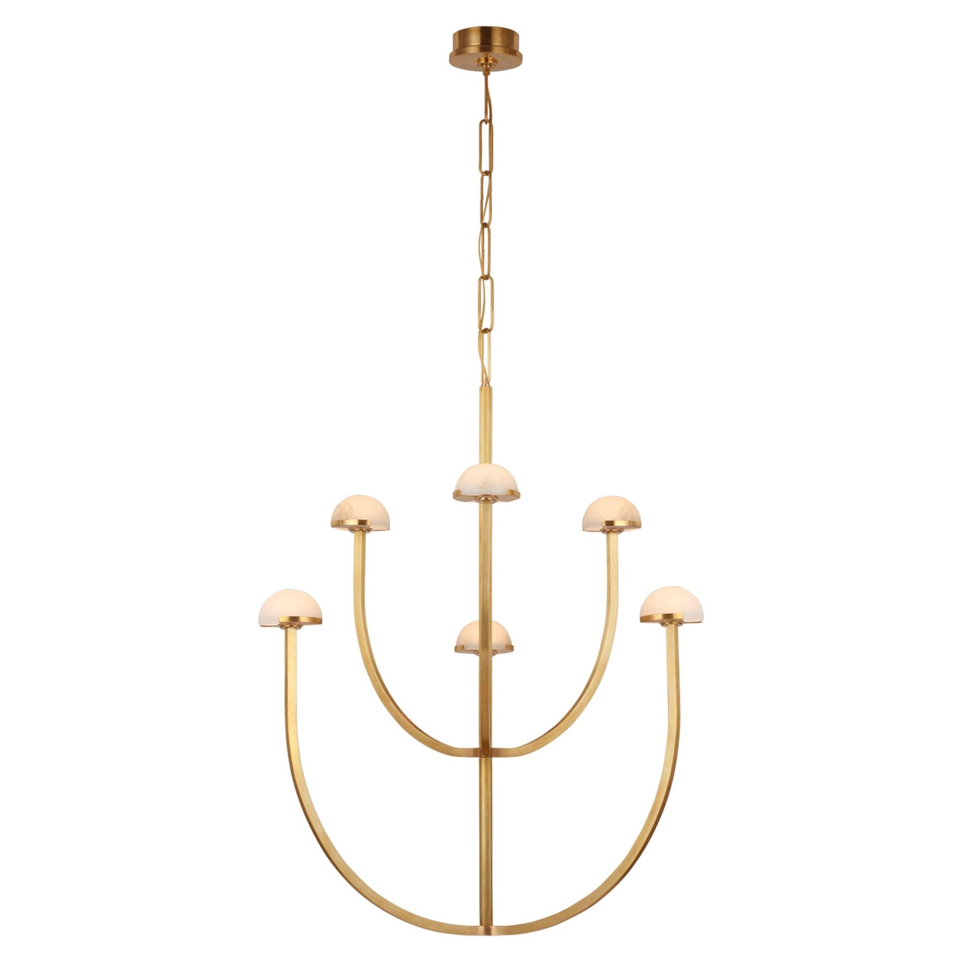 Kelly Wearstler Pedra Large Brass Alabaster Two-Tier Chandelier Pendant Light Bloomingdales Lighting   