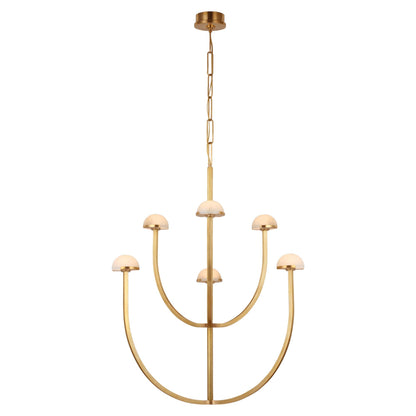 Kelly Wearstler Pedra Large Brass Alabaster Two-Tier Chandelier Pendant Light Bloomingdales Lighting   