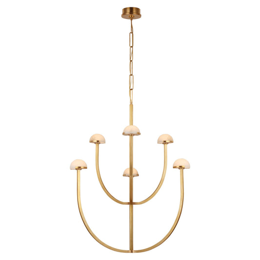 Kelly Wearstler Pedra Large Brass Alabaster Two-Tier Chandelier Pendant Light Bloomingdales Lighting   