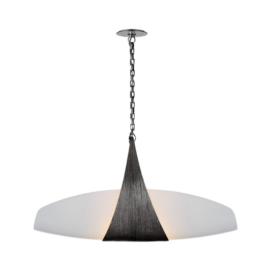 Kelly Wearstler Utopia Small Banded White Glass Pendant Light - Aged Iron Pendant Light Bloomingdales Lighting   