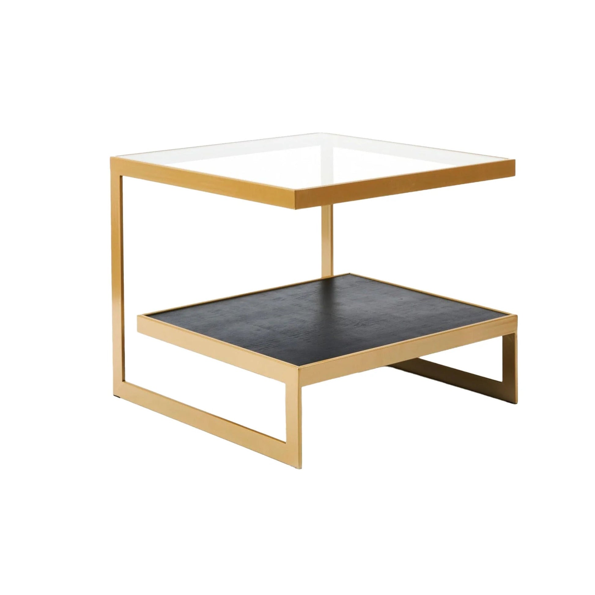 Lenny Square Glass Side Table - Black & Gold Side Table M+Co Living