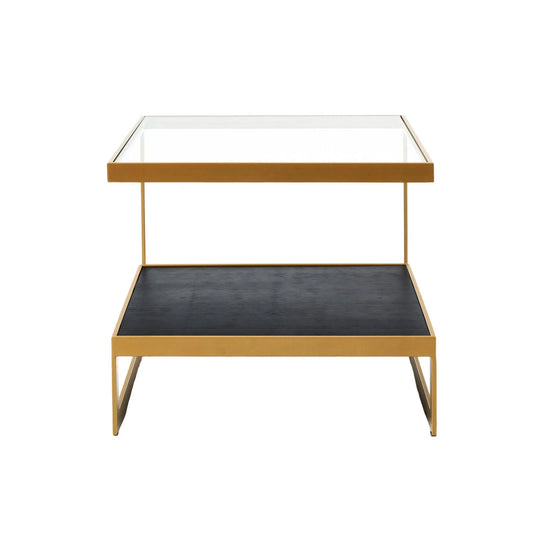 Lenny Square Glass Side Table - Black & Gold Side Table M+Co Living Black