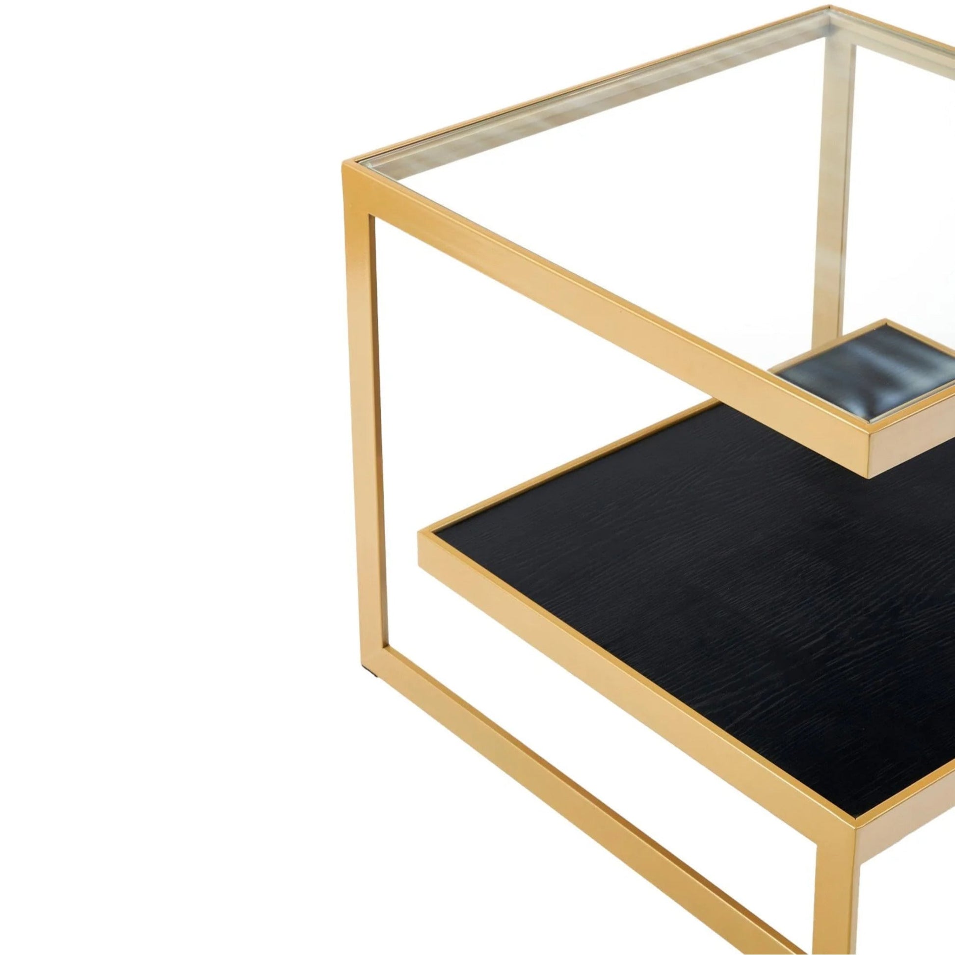 Lenny Square Glass Side Table - Black & Gold Side Table M+Co Living