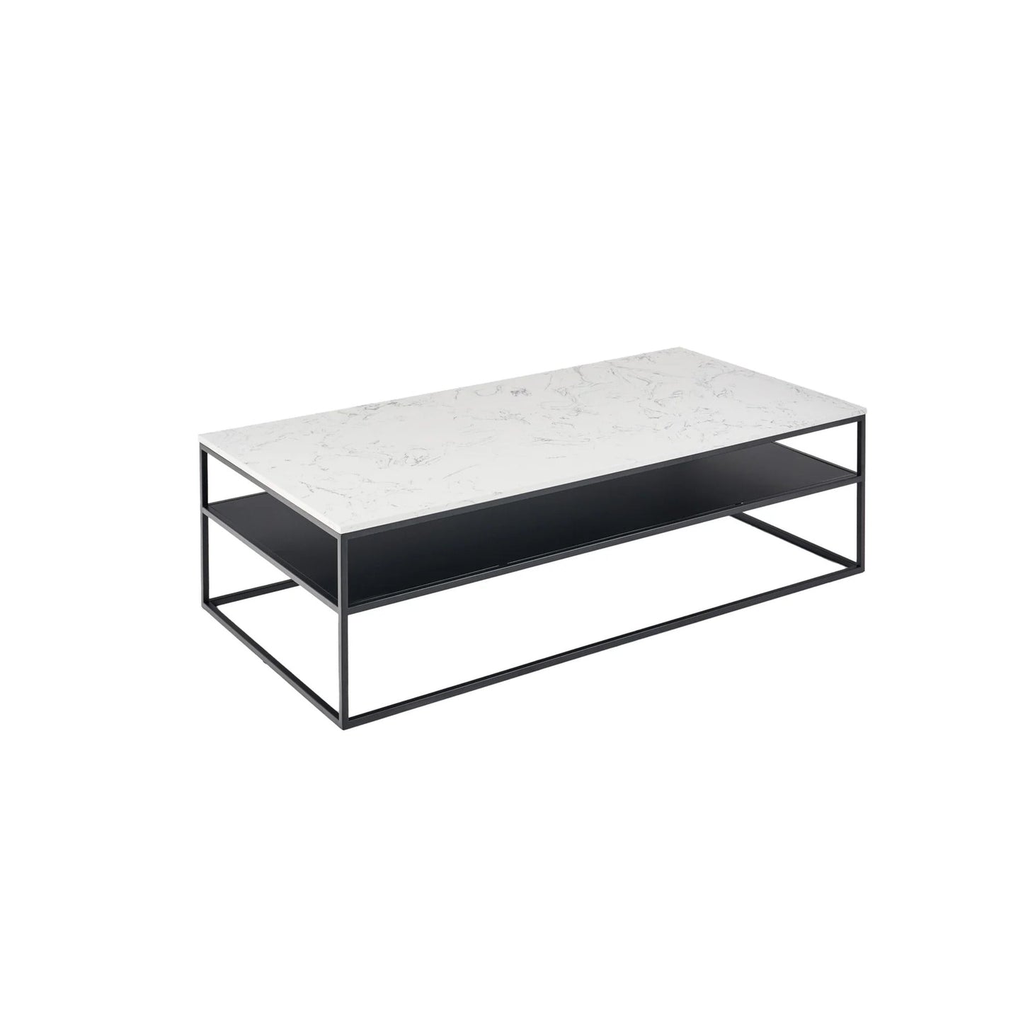 Lexicon Rectangle White Marble Coffee Table - White & Black Coffee Table M+Co Living