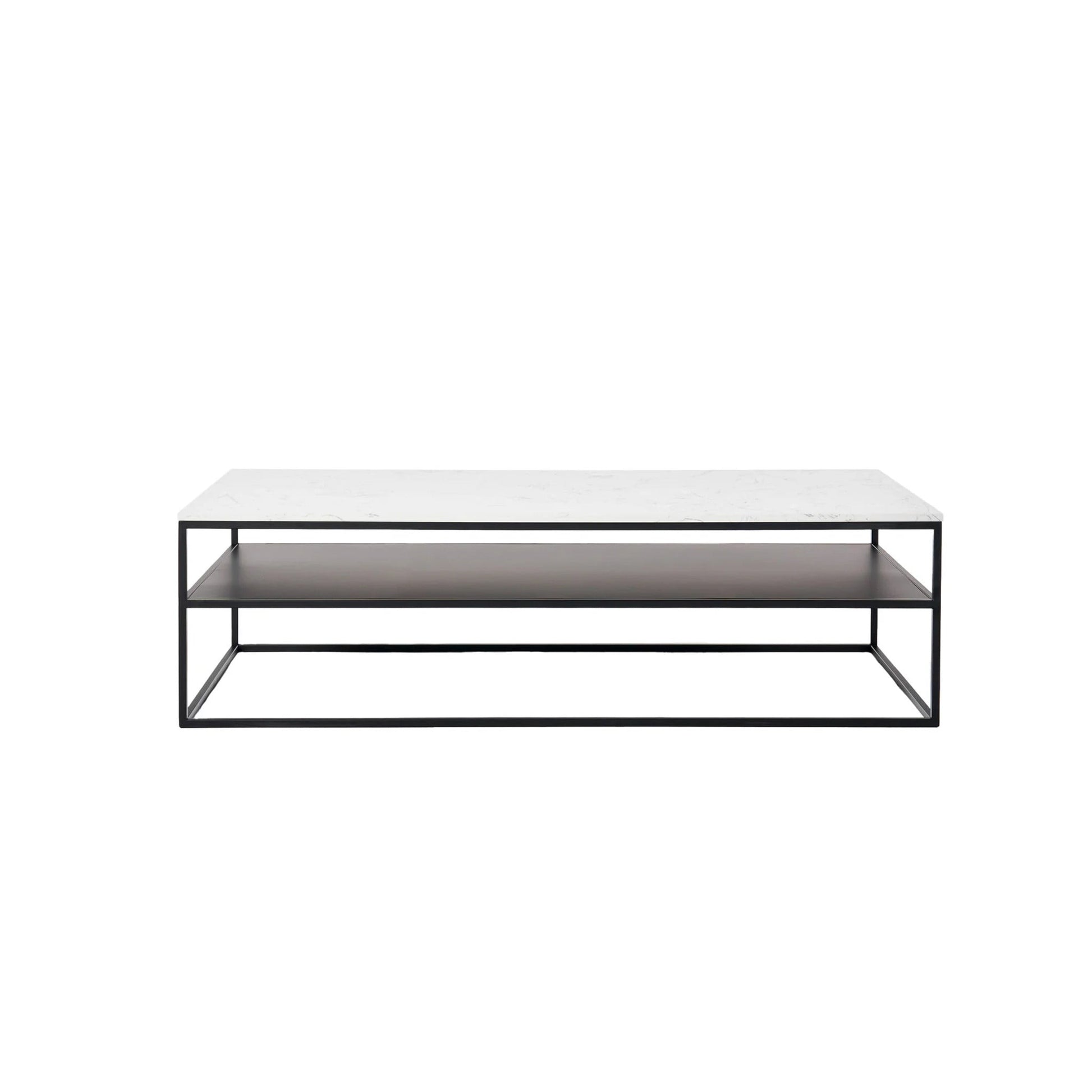 Lexicon Rectangle White Marble Coffee Table - White & Black Coffee Table M+Co Living