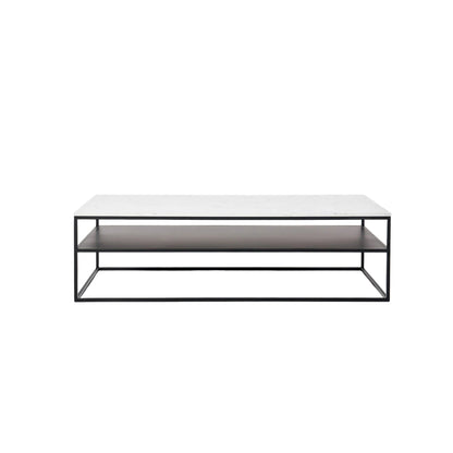 Lexicon Rectangle White Marble Coffee Table - White & Black Coffee Table M+Co Living