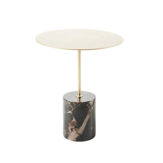 Lilli Round Marble Side Table - Black Red & Gold Side Table M+Co Living Black Red