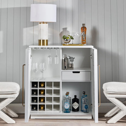 Loft Bar Cabinet Table - White Buffet Table Cafe Lighting & Living   