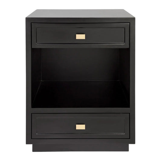 Logan Open Two Drawer Bedside Table - Black Bedside Table Cafe Lighting & Living Black  