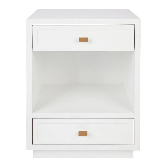 Logan Open Two Drawer Bedside Table - White Bedside Table Cafe Lighting & Living White  