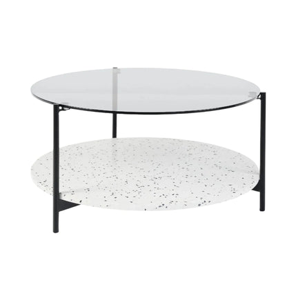 Maddox Round Marble Glass Coffee Table - Brown Moka Coffee Table M+Co Living Terrazzo