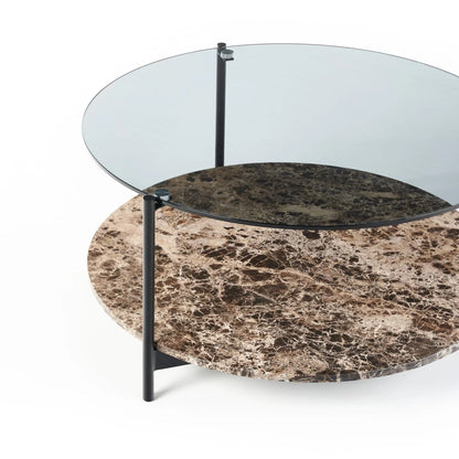 Maddox Round Marble Glass Coffee Table - Brown Moka Coffee Table M+Co Living