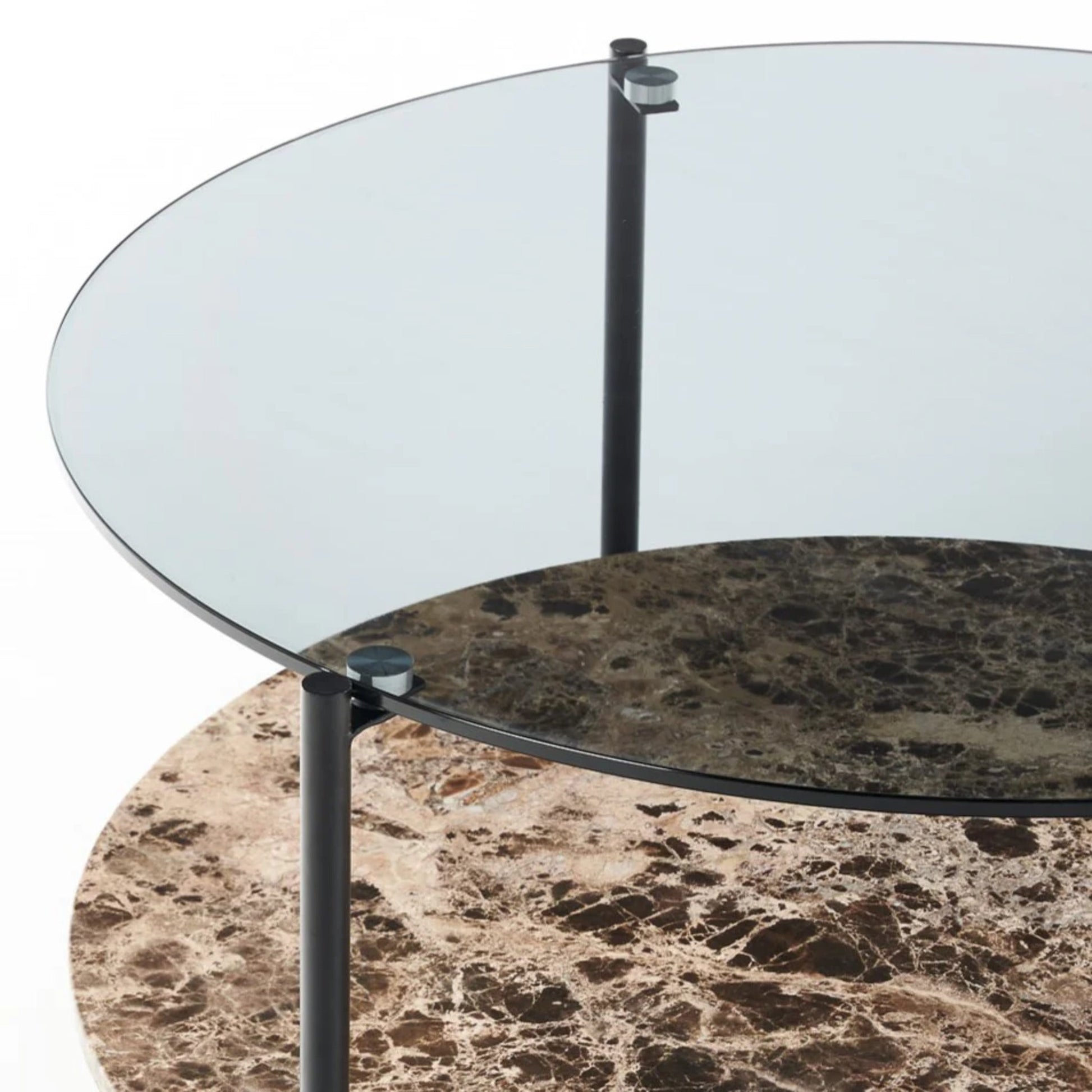 Maddox Round Marble Glass Coffee Table - Brown Moka Coffee Table M+Co Living