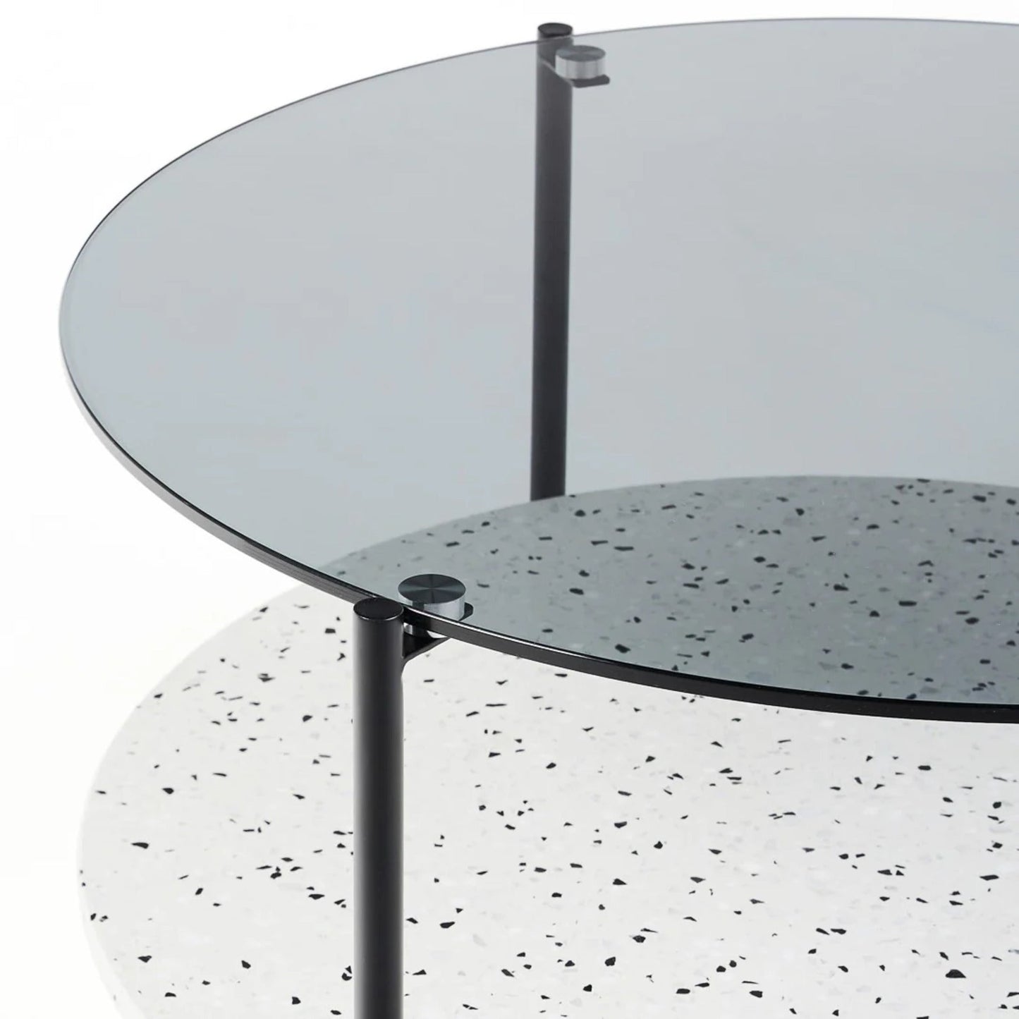 Maddox Round Terrazzo Glass Coffee Table - Black & White Coffee Table M+Co Living