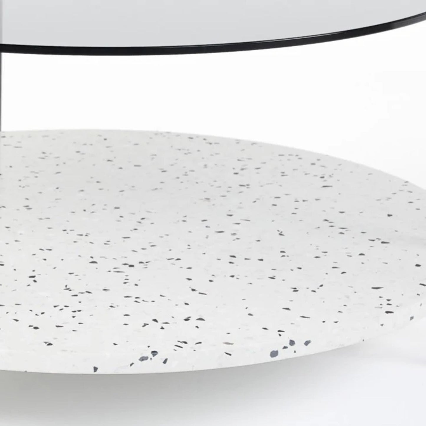 Maddox Round Terrazzo Glass Coffee Table - Black & White Coffee Table M+Co Living