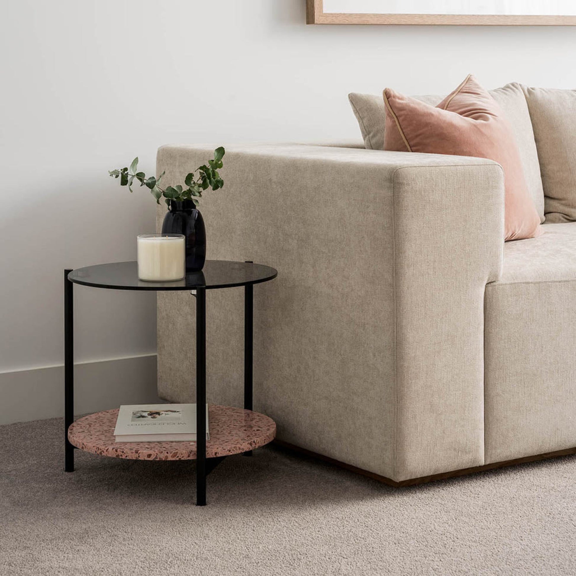 Maddox Round Terrazzo Side Table - Pink Side Table M+Co Living