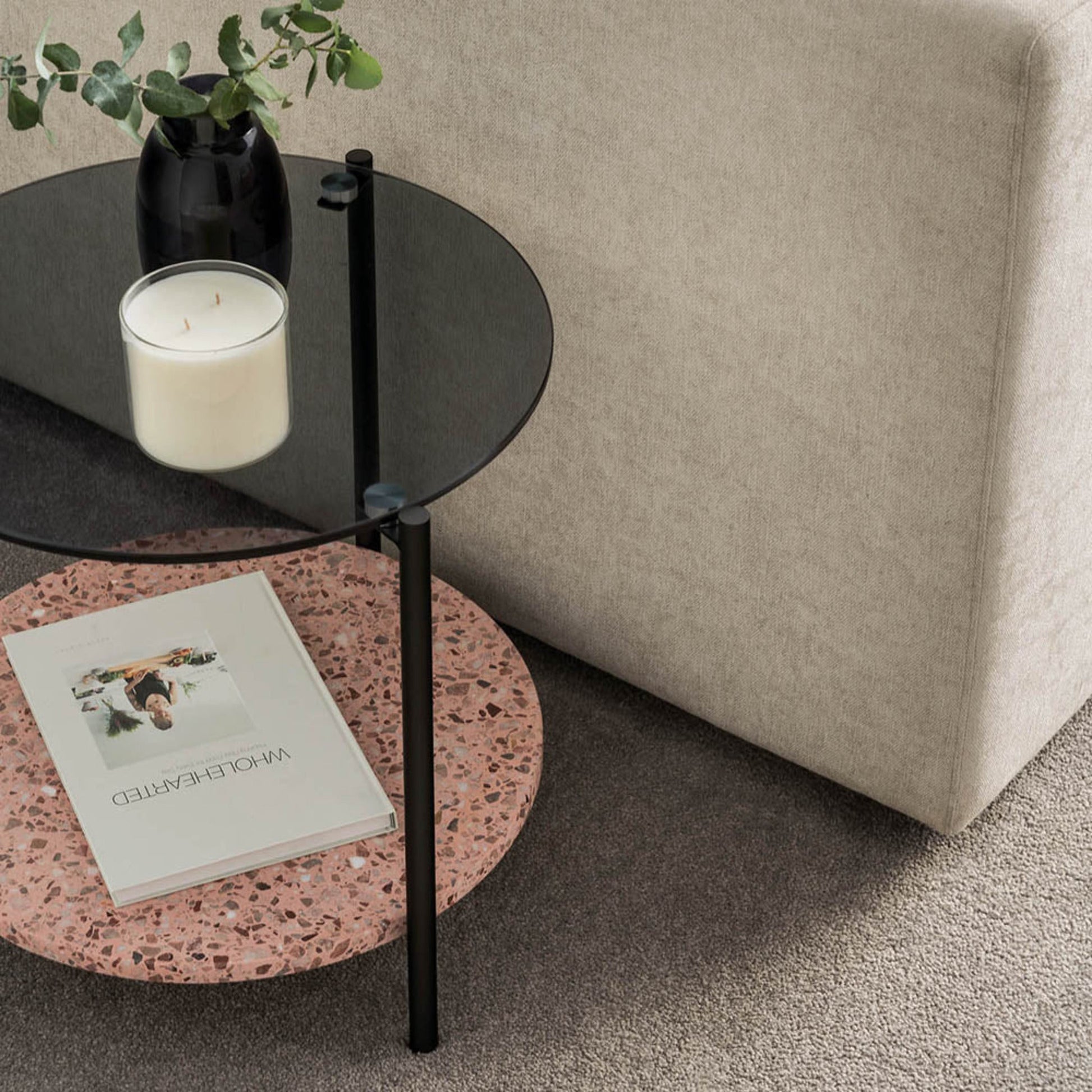 Maddox Round Terrazzo Side Table - Pink Side Table M+Co Living