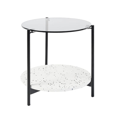 Maddox Round Terrazzo Side Table - Pink Side Table M+Co Living White