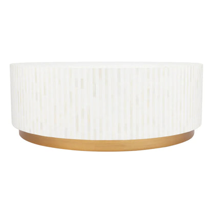 Makayla Natural Coffee Table - White & Gold Coffee Table Cafe Lighting & Living   