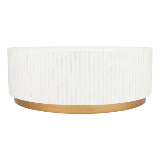 Makayla Natural Coffee Table - White & Gold Coffee Table Cafe Lighting & Living   