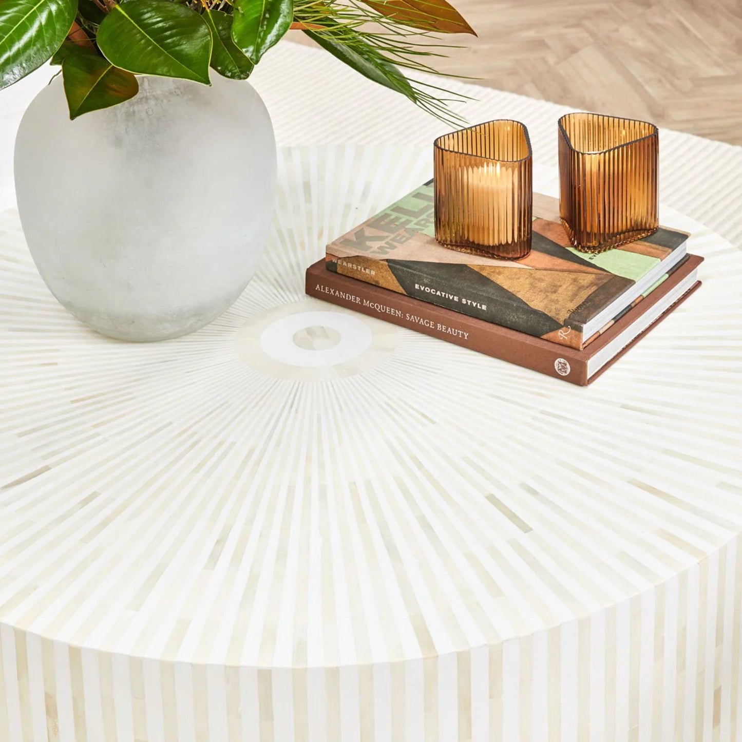 Makayla Natural Coffee Table - White & Gold Coffee Table Cafe Lighting & Living   