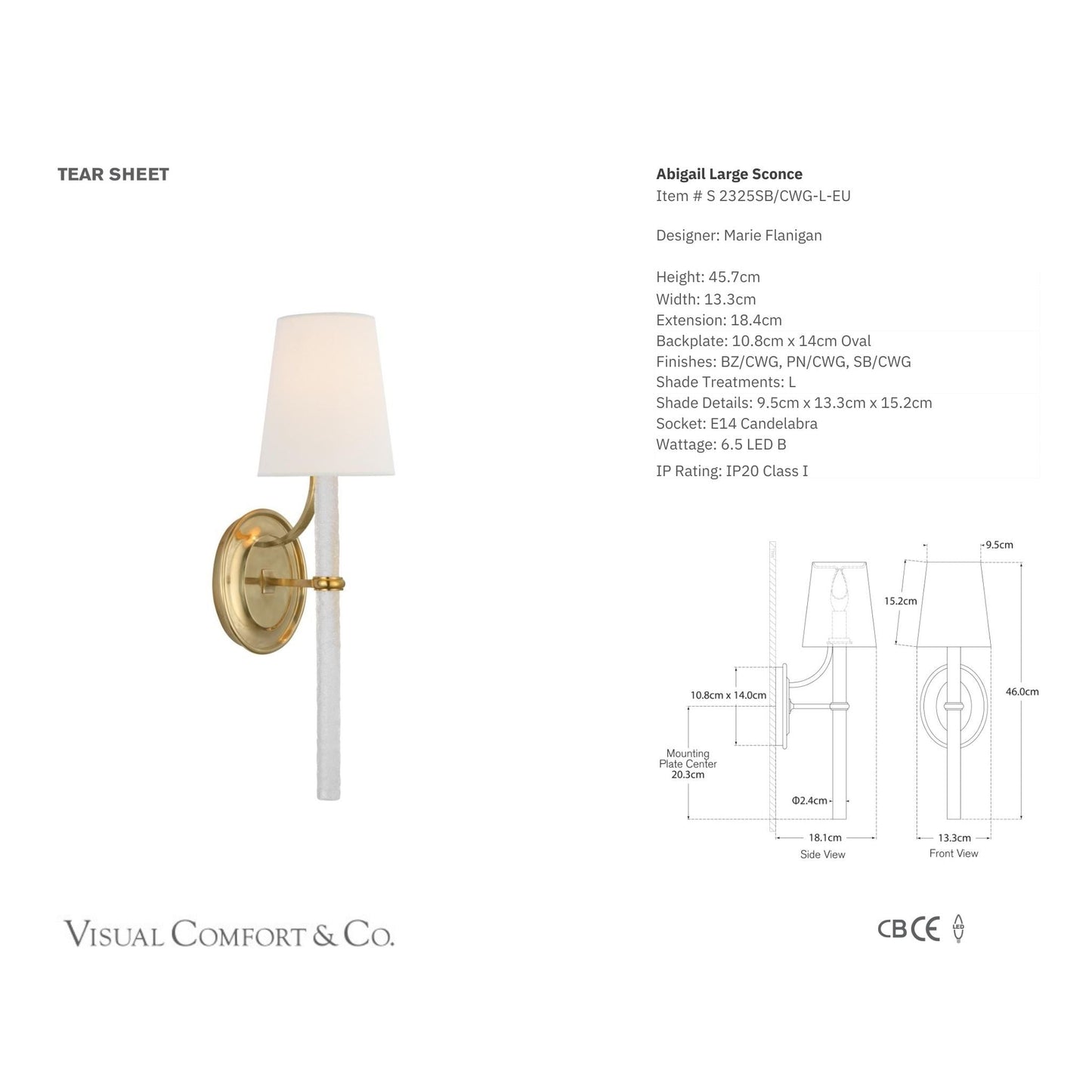 Marie Flanigan Abigail Large Glass Wall Sconce - Soft Brass Wall Light Bloomingdales Lighting   