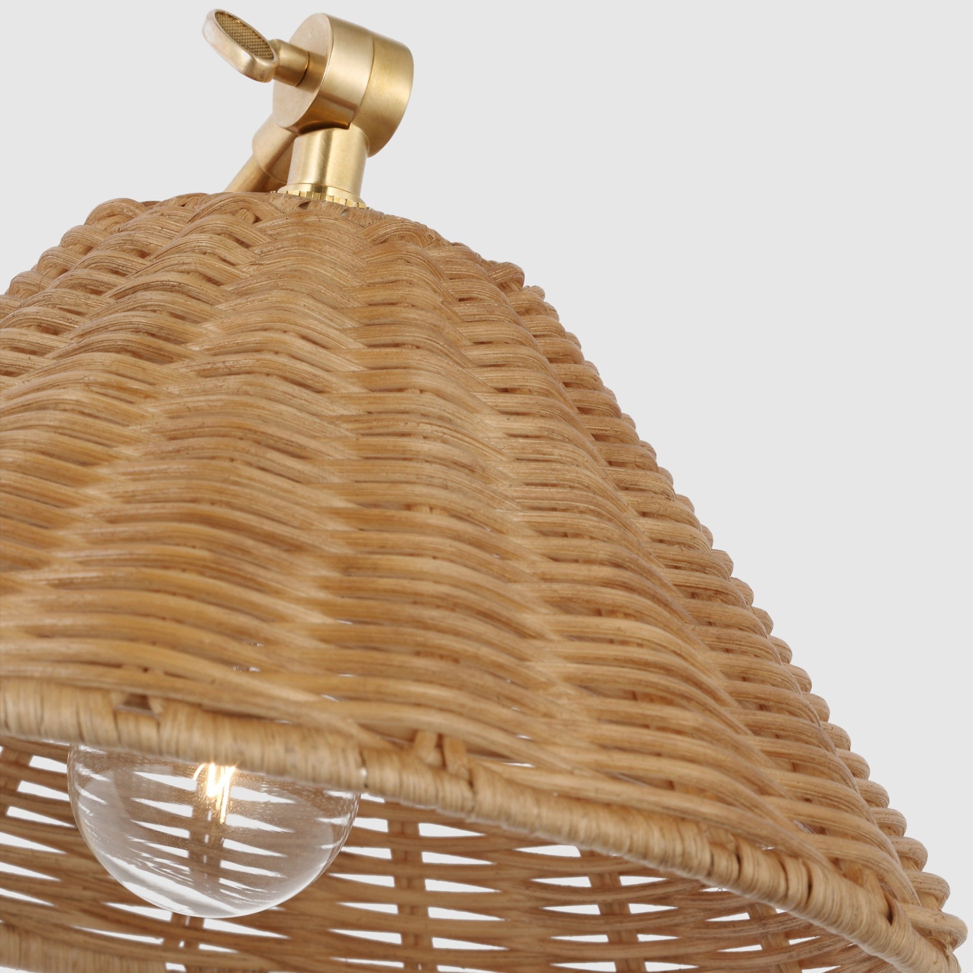 Marie Flanigan Wimberley Double Library Natural Wicker Wall Light - Brass Wall Light Bloomingdales Lighting   