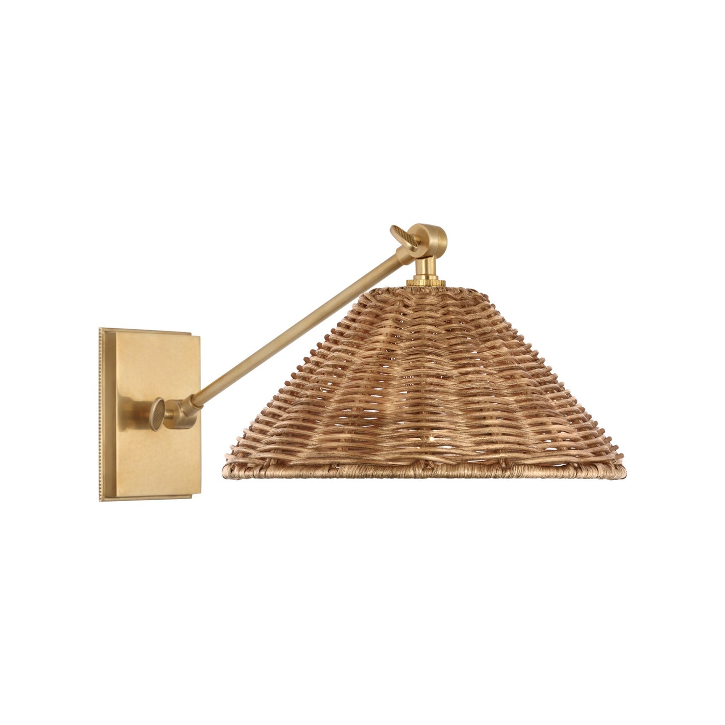 Marie Flanigan Wimberley Double Library Natural Wicker Wall Light - Brass Wall Light Bloomingdales Lighting Single  