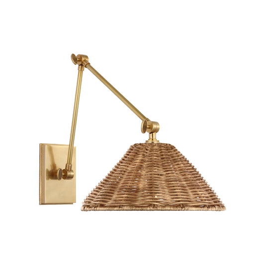 Marie Flanigan Wimberley Double Library Natural Wicker Wall Light - Brass Wall Light Bloomingdales Lighting Double  