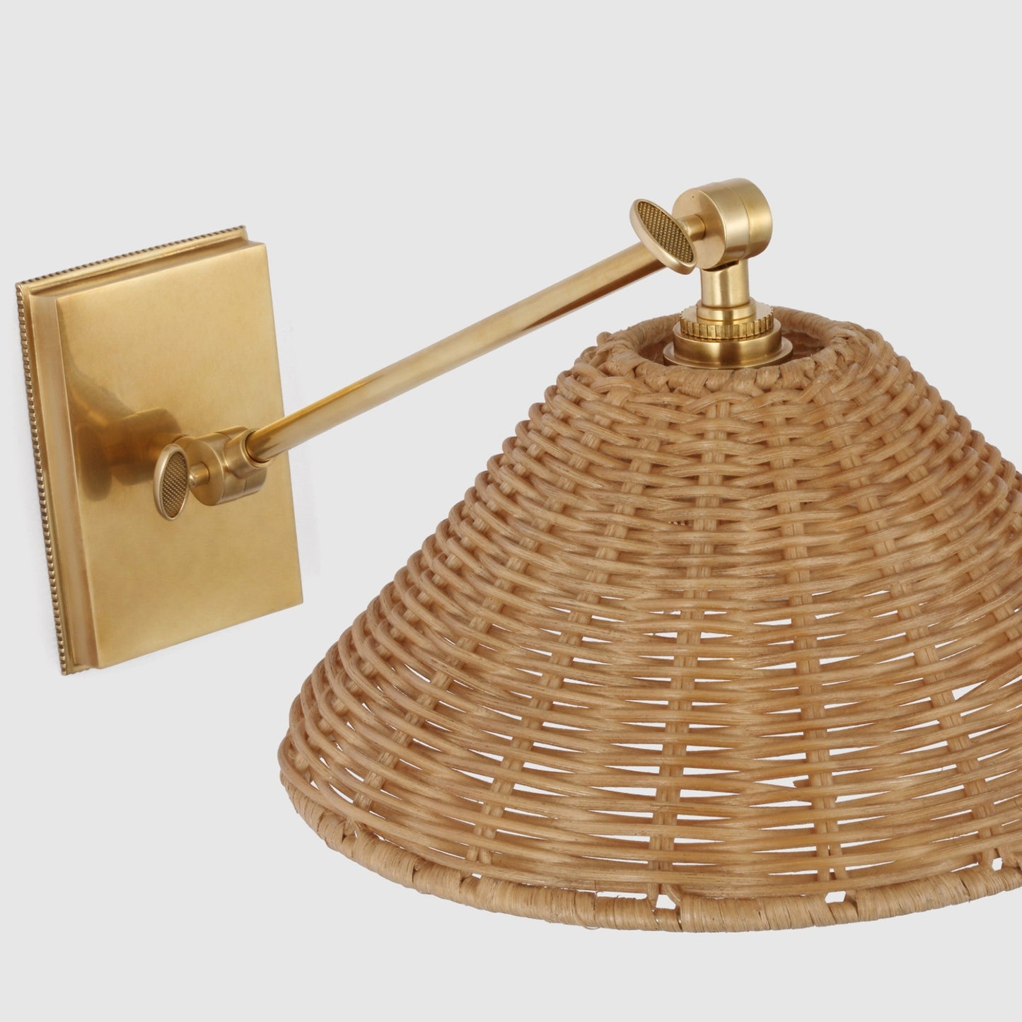 Marie Flanigan Wimberley Double Library Natural Wicker Wall Light - Brass Wall Light Bloomingdales Lighting   