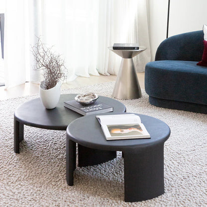 Meister Medium Round Concrete Coffee Table - Black Coffee Table M+Co Living