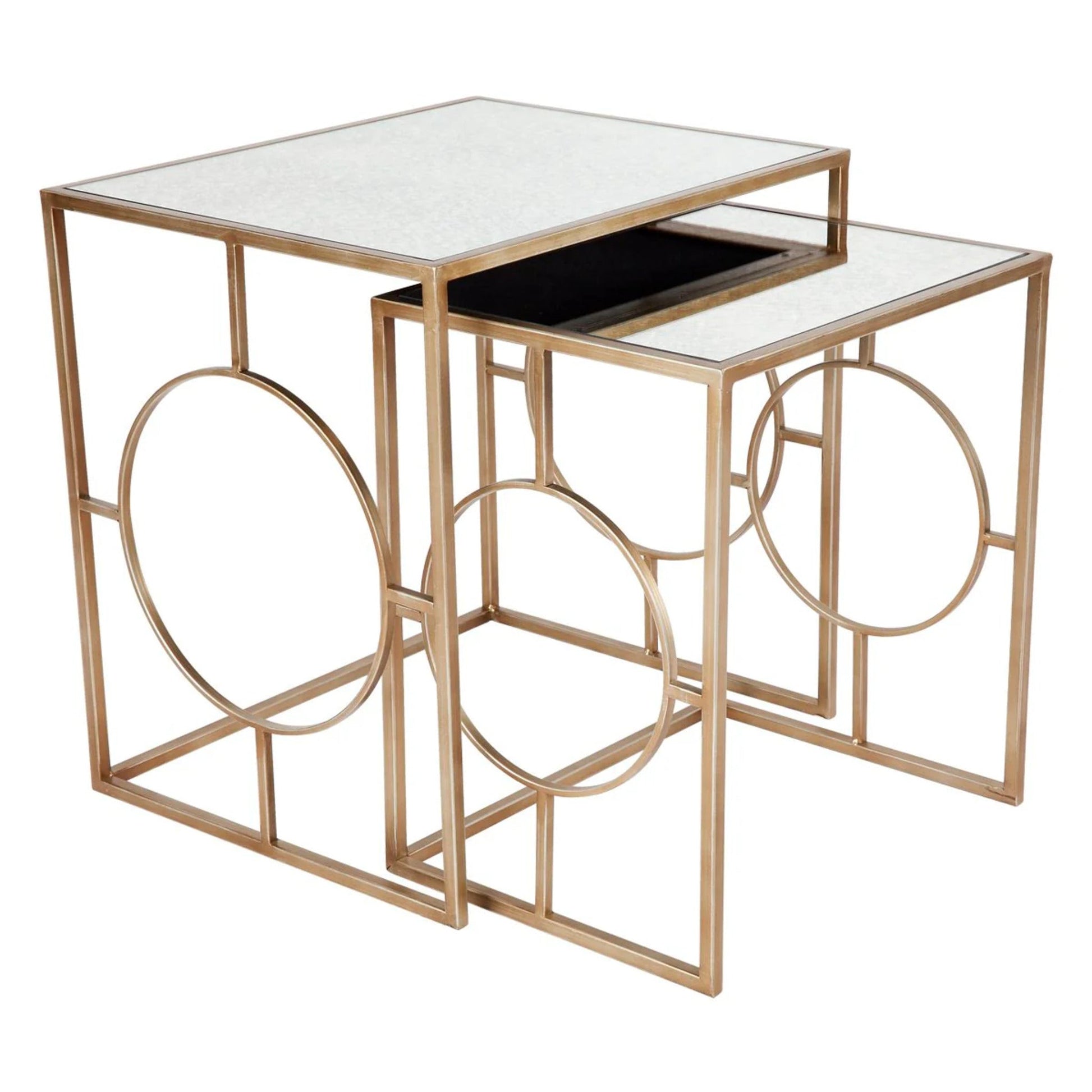 Melrose Mirror Top Nesting Side Tables Side Table Cafe Lighting & Living   