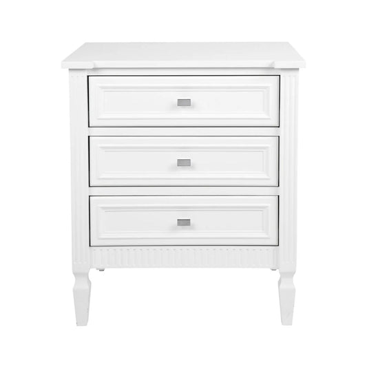 Merci Large Three Drawer Bedside Table - White Bedside Table Cafe Lighting & Living   